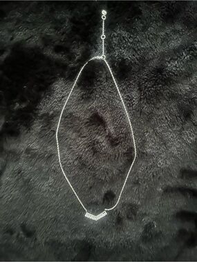 Michael Kors Delicate Silver Chevron Crystal Necklace - Women Jewelry